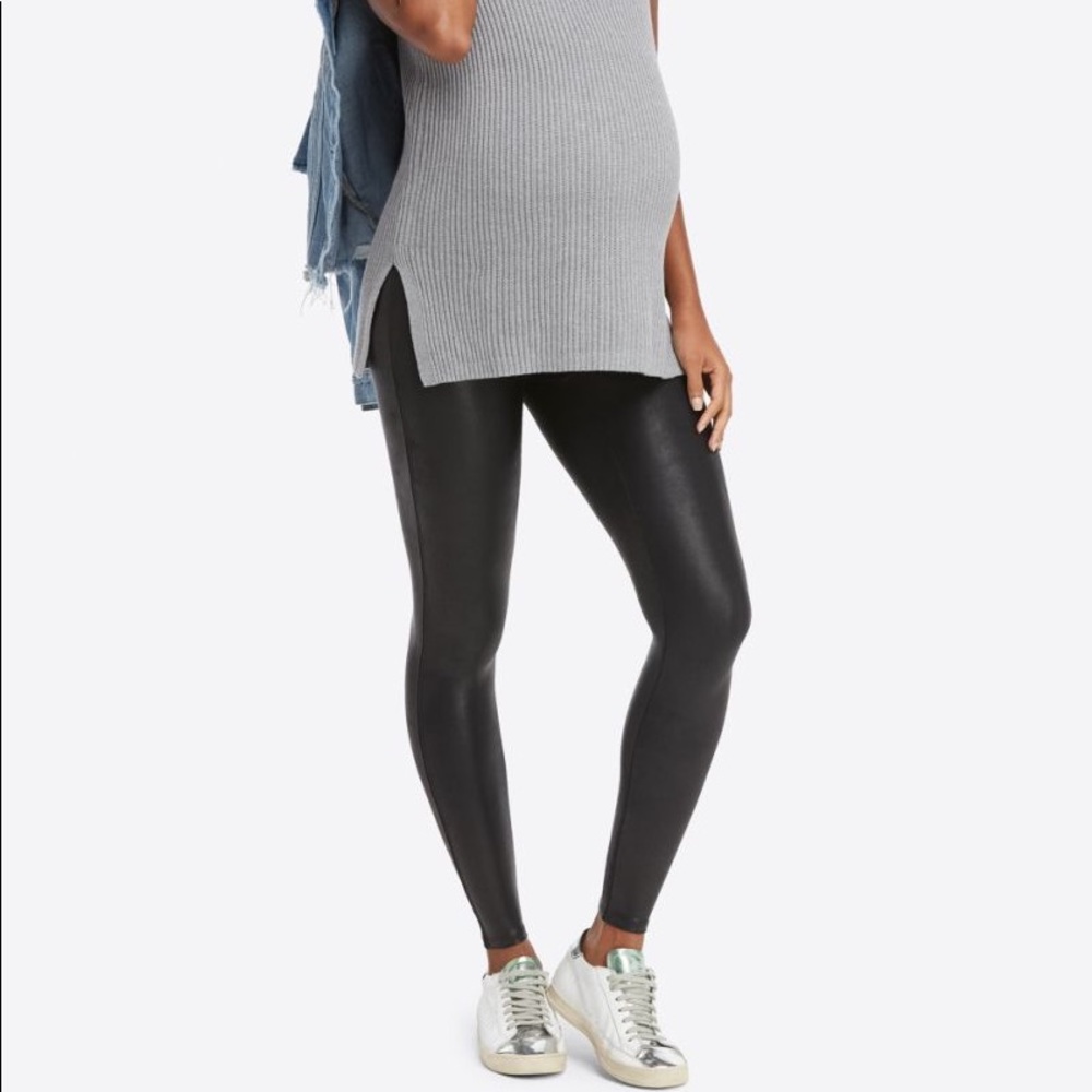 Spanx faux leather maternity leggings
